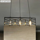 GobekUsa 31.5"/32" Industrial Metal Island Lighting - 3-Light Dining Room Pendant with Cage Shade, Black