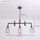 GobekUsa Industrial Metal Island Lighting with 5 Lights, Suspension Light in Black: Pipe and Gauge Design with Cage