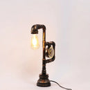 GobekUsa Industrial Metal Nightstand Lamp - Pipe and Clock Bedroom Table Light with 1 Bronze Head