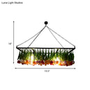 GobekUsa Industrial Metal Pendant Chandelier - Green 3-Light Tulip LED Hanging Fixture for Restaurants