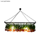 GobekUsa Industrial Metal Pendant Chandelier - Green 3-Light Tulip LED Hanging Fixture for Restaurants