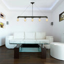 GobekUsa Industrial Metal Pendant Lamp with Bare Bulb - 5 Bulb Antique Brass Ceiling Light for Living Room Island