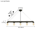 GobekUsa Industrial Metal Pendant Lamp with Bare Bulb - 5 Bulb Antique Brass Ceiling Light for Living Room Island