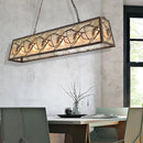 GobekUsa Industrial Metal Pendant Lighting 3/6-Light Bronze Island Fixture with Fabric Shade
