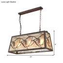 GobekUsa Industrial Metal Pendant Lighting 3/6-Light Bronze Island Fixture with Fabric Shade