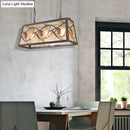 GobekUsa Industrial Metal Pendant Lighting 3/6-Light Bronze Island Fixture with Fabric Shade