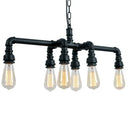 GobekUsa Industrial Metal Pipe Pendant: 6-Light Ceiling Lamp for Dining Room