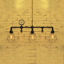 GobekUsa Industrial Metal Piping Island Ceiling Light with Wire Guard - 5-Bulb Pendant Lighting for Dining Room, Black