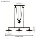 GobekUsa Industrial Metal Pulley Pendant Lighting with Black Cone Shades - Set of 3 Island Lamps