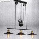 GobekUsa Industrial Metal Pulley Pendant Lighting with Black Cone Shades - Set of 3 Island Lamps