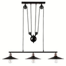 GobekUsa Industrial Metal Pulley Pendant Lighting with Black Cone Shades - Set of 3 Island Lamps