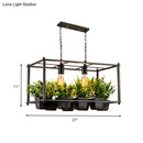 GobekUsa Industrial Metal Rectangular LED Plant Hanging Ceiling Light for Restaurants - Black 2 Heads Island Lamp