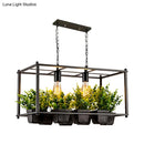 GobekUsa Industrial Metal Rectangular LED Plant Hanging Ceiling Light for Restaurants - Black 2 Heads Island Lamp