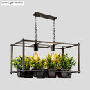 GobekUsa Industrial Metal Rectangular LED Plant Hanging Ceiling Light for Restaurants - Black 2 Heads Island Lamp