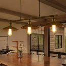 GobekUsa Industrial Metal Rust Scalloped Suspended Lighting Fixture - Bistro 3-Bulb Island Lighting