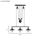 GobekUsa Industrial Metal Saucer Foyer Island Light with Pulley - 3 Black Hanging Lights