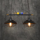 GobekUsa Industrial Metal Wire Frame Island Light with Barn Shade - Black Finish, 2/3 Heads, Ideal for Billiard Room