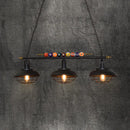 GobekUsa Industrial Metal Wire Frame Island Light with Barn Shade - Black Finish, 2/3 Heads, Ideal for Billiard Room