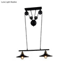 GobekUsa Industrial Style Metal Island Pendant Light with Flared Shade - 2/3 Bulbs, Black Finish, Indoor Hanging Lamp