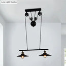 GobekUsa Industrial Style Metal Island Pendant Light with Flared Shade - 2/3 Bulbs, Black Finish, Indoor Hanging Lamp