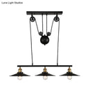 GobekUsa Industrial Style Metal Island Pendant Light with Flared Shade - 2/3 Bulbs, Black Finish, Indoor Hanging Lamp