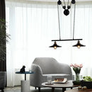GobekUsa Industrial Style Metal Island Pendant Light with Flared Shade - 2/3 Bulbs, Black Finish, Indoor Hanging Lamp