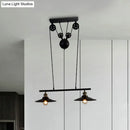 GobekUsa Industrial Style Metal Island Pendant Light with Flared Shade - 2/3 Bulbs, Black Finish, Indoor Hanging Lamp