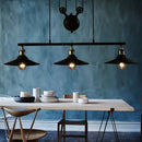 GobekUsa Industrial Style Metal Island Pendant Light with Flared Shade - 2/3 Bulbs, Black Finish, Indoor Hanging Lamp