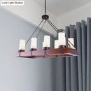 GobekUsa Industrial Multi-Light Pendant with Opal Glass & Black Cylinder Design, Includes Wooden Rectangle, Ideal for Islands