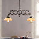 GobekUsa Industrial Opal Glass Pendant Light Kit - Adjustable Dome Design, 2 Lights - Brass Hanging Lamp for Kitchen Island