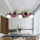 GobekUsa Industrial Opal Glass Pendant Light with 3 Black Flower Heads for Dining Room Island