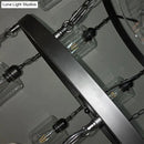 GobekUsa Industrial Pendant Chandelier: 2-Tier Wheel Multi-Light Lamp with Clear Glass, Black Finish, and Cylinder Shade