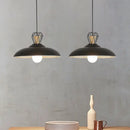 GobekUsa 2-Headed Industrial Pendant Lamp with Barn Metal Shade for Restaurants - Black