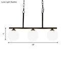 GobekUsa Industrial Pendant Lighting with Opal Glass Globe Shade - Black 3-Light - Perfect for Dining Rooms