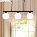 GobekUsa Industrial Pendant Lighting with Opal Glass Globe Shade - Black 3-Light - Perfect for Dining Rooms
