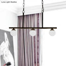 GobekUsa Industrial Pendant Lighting with Opal Glass Globe Shade - Black 3-Light - Perfect for Dining Rooms