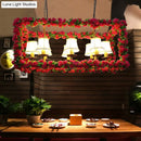 GobekUsa Red Metal Flower Pendant Light for Restaurant - Industrial Rectangular Island with 8 Heads
