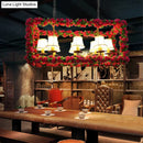 GobekUsa Red Metal Flower Pendant Light for Restaurant - Industrial Rectangular Island with 8 Heads