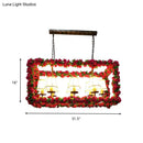 GobekUsa Red Metal Flower Pendant Light for Restaurant - Industrial Rectangular Island with 8 Heads