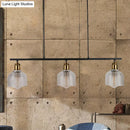 GobekUsa Industrial Black Pendant Lamp with Red/Yellow/Blue Glass Bowls, 3-Light for Island Lighting