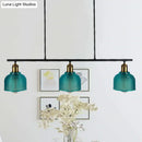 GobekUsa Industrial Black Pendant Lamp with Red/Yellow/Blue Glass Bowls, 3-Light for Island Lighting