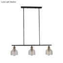 GobekUsa Industrial Black Pendant Lamp with Red/Yellow/Blue Glass Bowls, 3-Light for Island Lighting