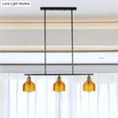 GobekUsa Industrial Black Pendant Lamp with Red/Yellow/Blue Glass Bowls, 3-Light for Island Lighting