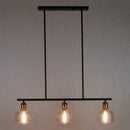 GobekUsa Industrial Black Pendant Lamp with Red/Yellow/Blue Glass Bowls, 3-Light for Island Lighting