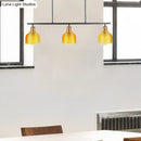 GobekUsa Industrial Black Pendant Lamp with Red/Yellow/Blue Glass Bowls, 3-Light for Island Lighting