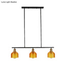 GobekUsa Industrial Black Pendant Lamp with Red/Yellow/Blue Glass Bowls, 3-Light for Island Lighting