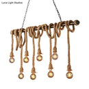 GobekUsa Adjustable Rope Exposed Island Light - Retro Industrial 5/6-Light - Beige/Light Yellow