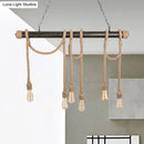 GobekUsa Adjustable Rope Exposed Island Light - Retro Industrial 5/6-Light - Beige/Light Yellow