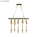 GobekUsa Adjustable Rope Exposed Island Light - Retro Industrial 5/6-Light - Beige/Light Yellow