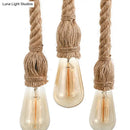 GobekUsa Adjustable Rope Exposed Island Light - Retro Industrial 5/6-Light - Beige/Light Yellow